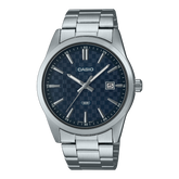 Casio Men's Watch, Blue Dial Silver Stainless Steel Strap, MTP-VD03D-2A